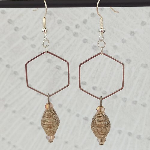 Boucles d'oreilles fantaisie perle en papier