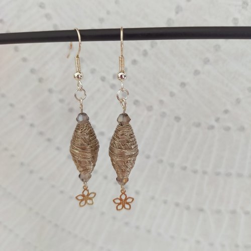 Boucles d'oreilles fantaisie perle en papier