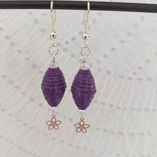 Boucles d'oreilles fantaisie perle en papier