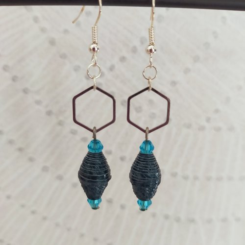 Boucles d'oreilles fantaisie perle en papier