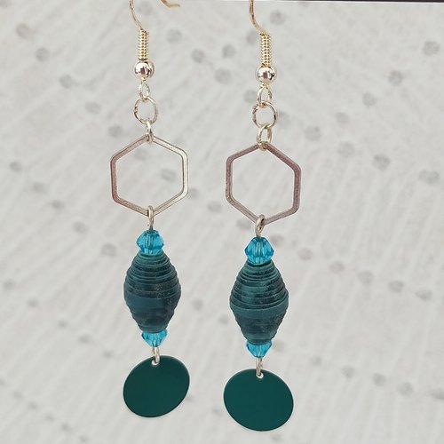 Boucles d'oreilles fantaisie perle en papier