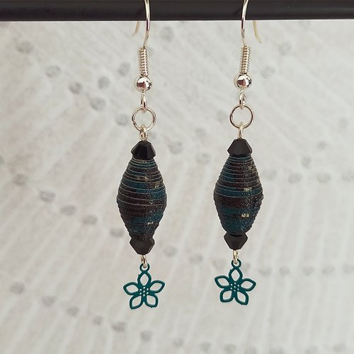 Boucles d'oreilles fantaisie perle en papier