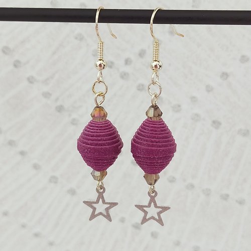 Boucles d'oreilles fantaisie perle en papier