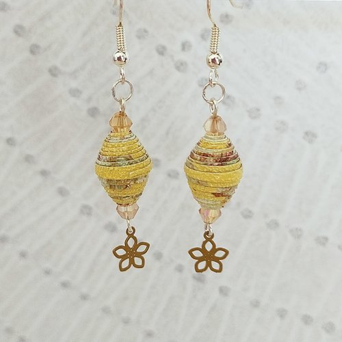 Boucles d'oreilles fantaisie perle en papier