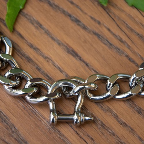 Collier "ancre" acier inoxydable 56 cm bijoux mixte assembler mains