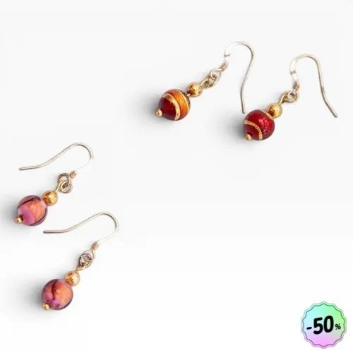 Boucles d'oreilles "dolcezza ou corallia" code : destock50 gold filled et perle de murano 32 mm bijoux femme assembler mains (a842)