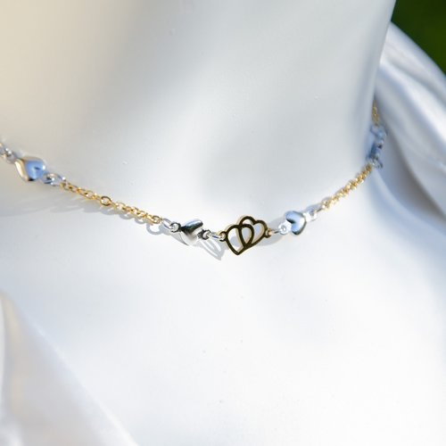 Ras de cou "ava" code : destock50 acier 316l 35 cm bijoux femme assembler mains (a280)