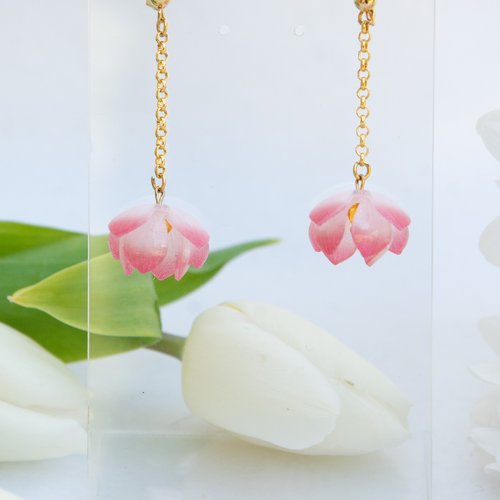 Boucles d'oreilles cristal autrichien "dharma lotus" acier inoxydable doré bijoux femme assembler mains (a831)