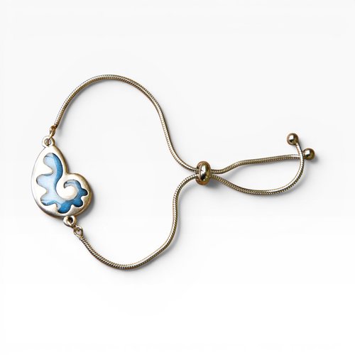 Bracelet acier inox et coquillage bleu 15 cm bijoux femme assembler mains déstockage "coralia"