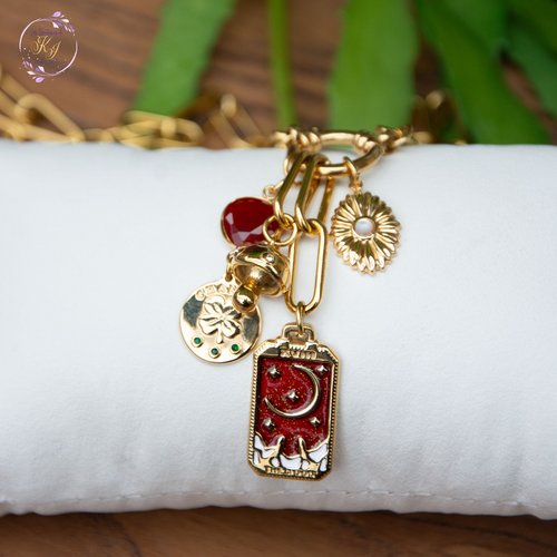 Collier "talisman" code : destock50 acier 316l et acier 304 57 cm bijoux femme (a879)