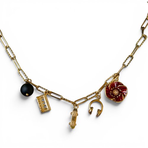 Collier "upside vibes" code : destock50 acier 316l et pvd 45 cm bijoux femme assembler mains (a874)