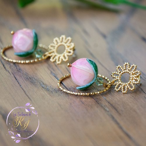 [déstockage -50%] boucles d’oreilles "rosengela" acier 316l et cristaux autrichiens 40 mm  bijoux femme assembler mains (a873)