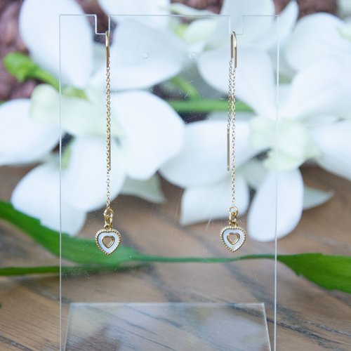 Boucles d'oreilles "celeste" code : destock50 acier 316l nacre et pvd or 55 mm bijoux femme assembler mains (a871)