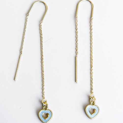 Boucles d'oreilles "celeste" [déstockage -50%] acier 316l nacre et pvd or 55 mm bijoux femme assembler mains (a871)