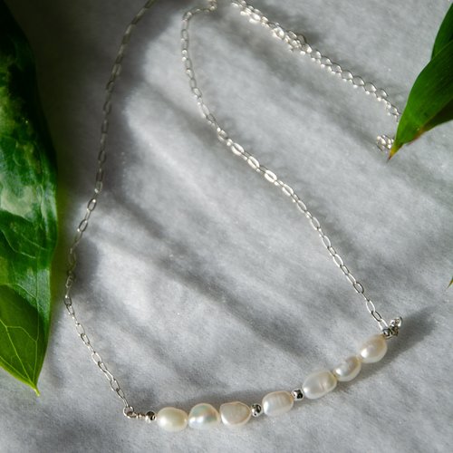 Collier "azana" argent 925 et perles d'eau douce 41 cm bijoux femme assembler mains (a766)
