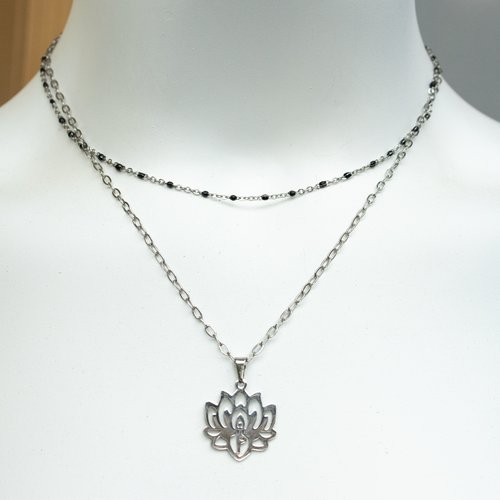 Ras de cou "padma" acier inoxydable 37 cm bijoux femme assembler mains (948)