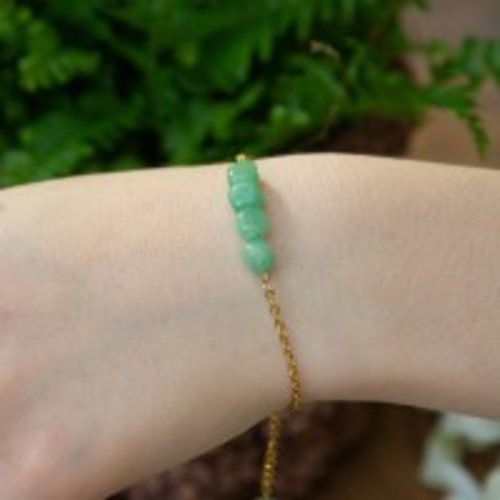​bracelet "flora" acier 316l doré et aventurine 16 cm bijoux femme assembler mains (a505)