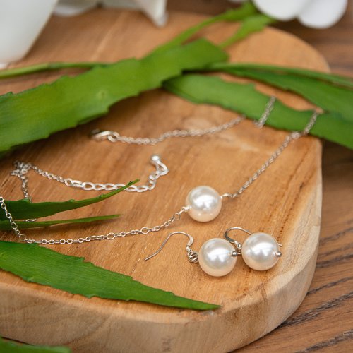 Parure "alysia" argent 925 et perles nacrées bijoux femme assembler mains (a249)