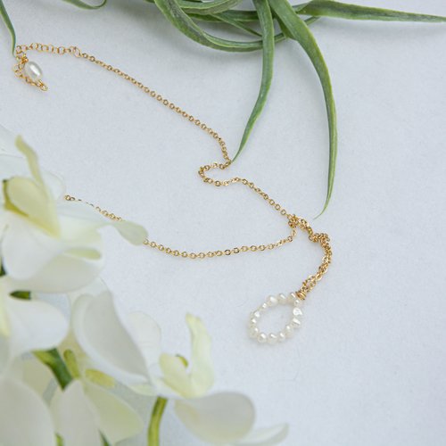 Collier "tessa" code : destock50 or fin et perles d’eau douce 41 cm g  bijoux femme assembler mains (a836)