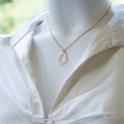 Collier "tessa" [déstockage -50%]argent 925 et perle 41 cm bijoux femme assembler mains (a836)