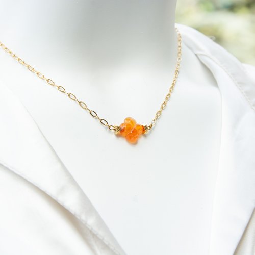 Collier "solara" acier 316l et cornaline 40 cm bijoux femme assembler mains (a848)