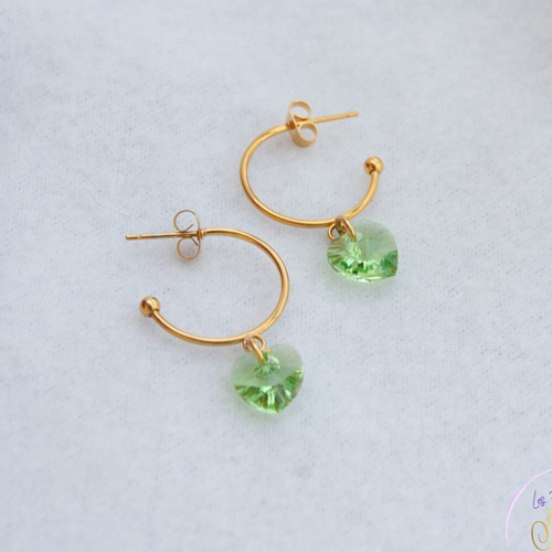 Boucles d'oreilles "furiosa" acier 316l et cristal 20 mm boucles femme assembler mains (a810)