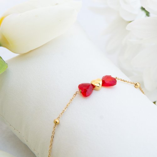 Bracelet "amara" acier 304l et cristal 13 cm bijoux femme assembler mains (a830)