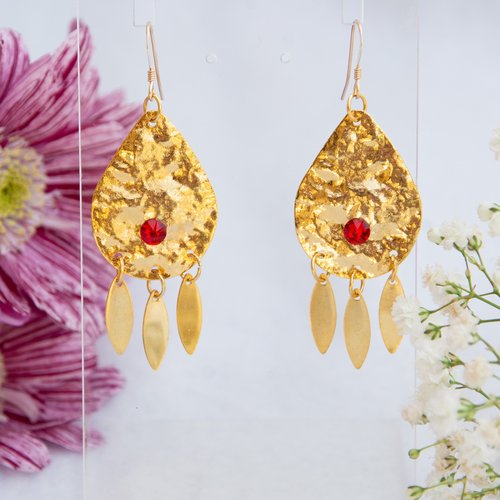 Boucles d'oreilles "dalianna" code : destock50 gold filled 14k et cristal autrichien 90 mm bijoux femme assembler mains (a823)