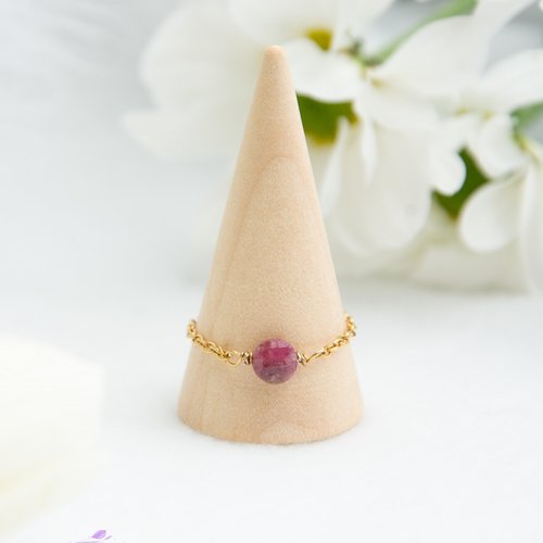 Bague "estera" acier 316l et tourmaline taille 61-62 bijoux femme assembler mains (a821)