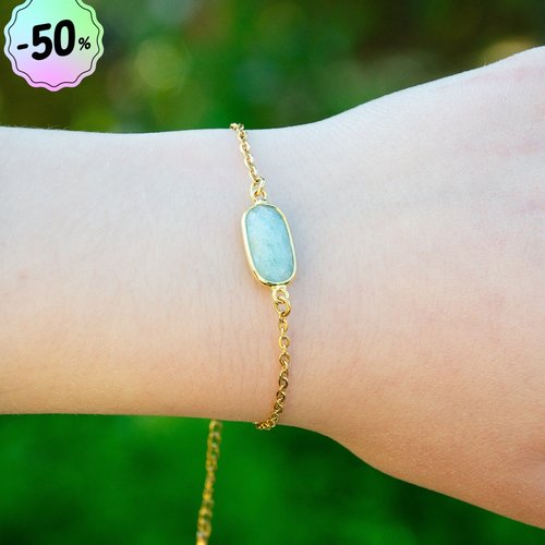 Bracelet "alissa" code : destock50 acier 316l et amazonite 14.6 cm bijoux femme assembler mains (a647)
