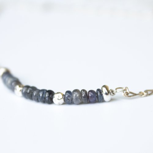 [déstockage -50%] collier "athena"  argent 925 et saphir 58 cm bijoux femme assembler mains (a581)