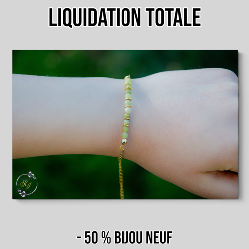 Bracelet "aphelia" code : destock50 acier 316l et serpentine 16 cm bijoux femme assembler mains (a594)