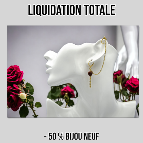 Boucles d'oreilles "dormeuses doubles cartilage lobe" code : destock50 acier 304 et brown sandstone bijoux femme assembler mains (a278)