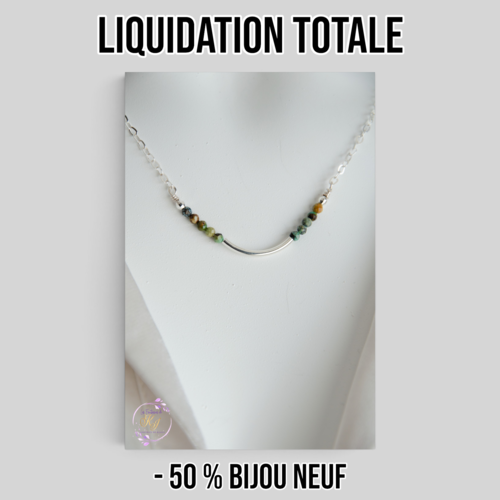 Collier "juliana" argent 925 et turquoise naturelle 45 cm bijoux femme assembler mains (a561)
