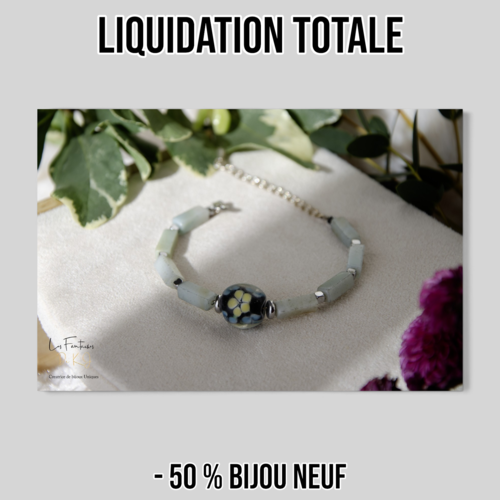 Bracelet "nora" code : destock50 amazonite hematite 15 cm bijoux femme assembler mains (475)