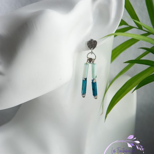 Parure "majella" code : destock50 acier inoxydable coquillage et hématite 18 cm bijoux femme assembler mains (a785)