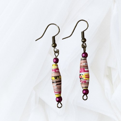 Boucles d'oreilles papier multicolore