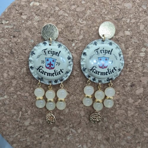 Boucles d’oreilles artisanales tripel karmeliet upcycling