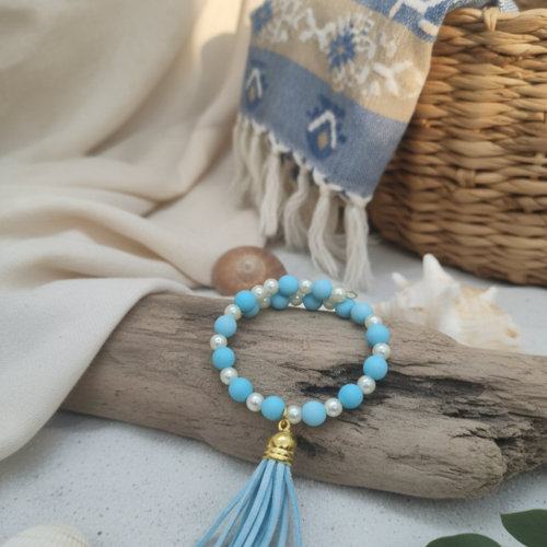 ​ bracelet "douceur océane" – bleu ciel & perles nacrées