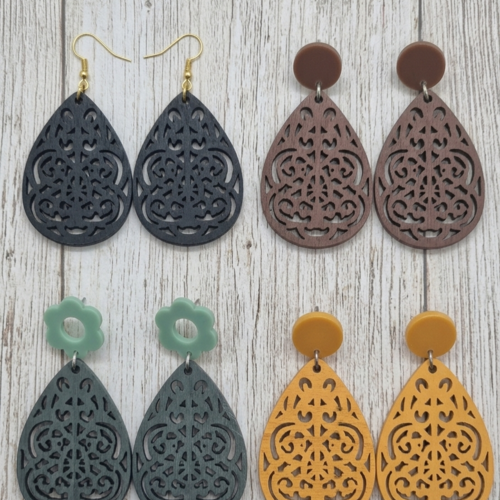 Boucles d’oreilles en bois bohème chic