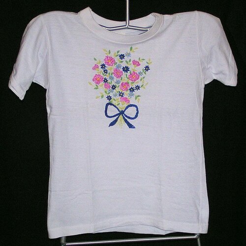 T-shirt pour fille taille 8 ans, broderie fleurs