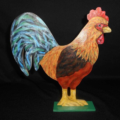Coq décoratif en bois peint à la main