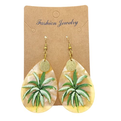Boucles d'oreilles *jolis palmiers* avec pendentifs en acrylique