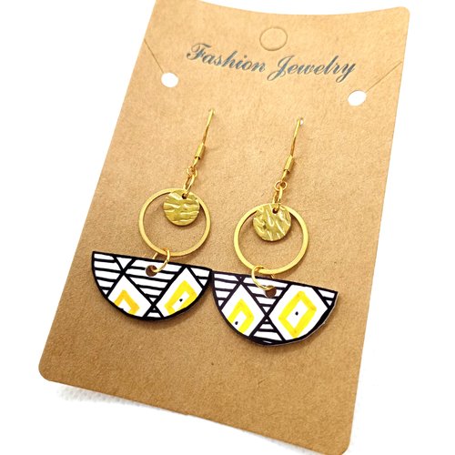 Boucles d'oreilles *nyla* en laiton doré avec pendentifs fait main