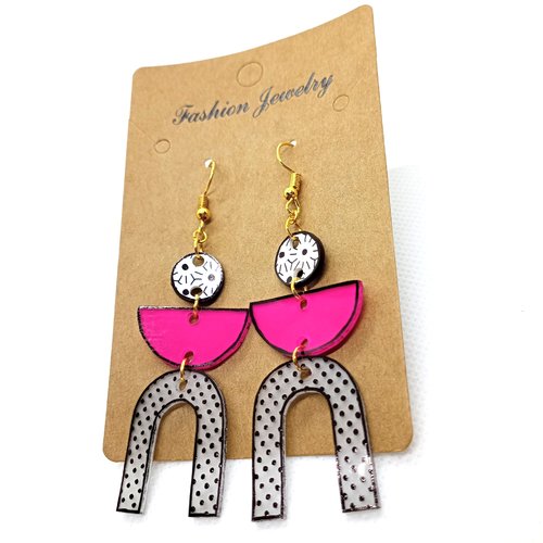 Boucles d'oreilles *élodie* en laiton doré avec pendentifs fait main