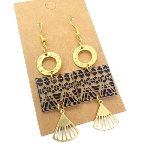 Boucles d'oreilles *debby* en laiton doré avec pendentifs en acrylique fait main