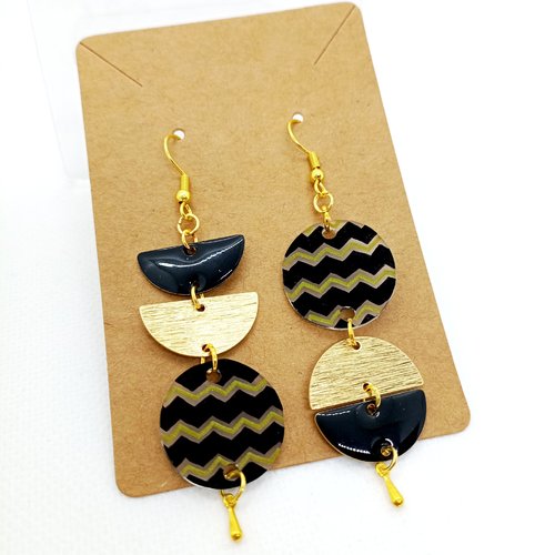 Boucles d'oreilles *johanna* en laiton doré avec pendentifs en acrylique fait main