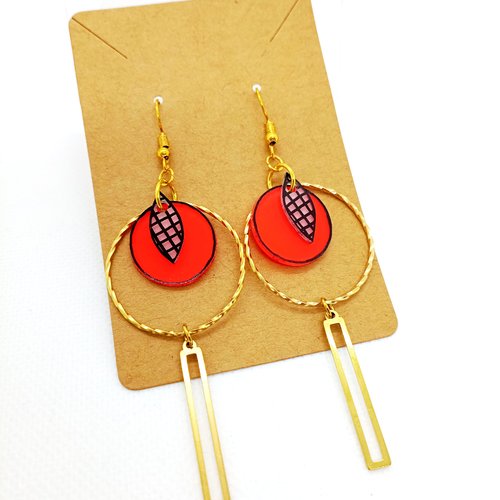 Boucles d'oreilles *constance* en laiton doré avec pendentifs fait main