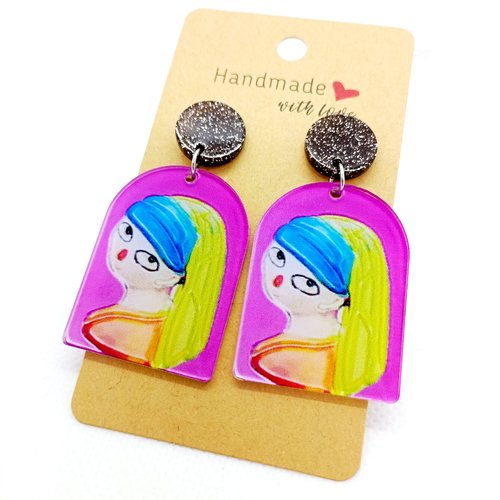 Boucles d'oreilles fantaisie tableau célèbre revisité