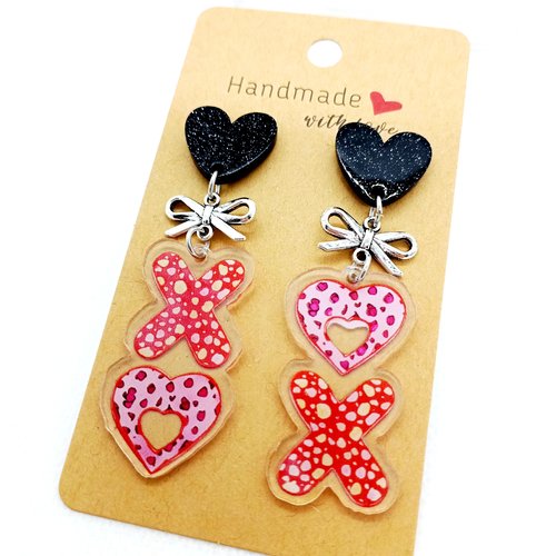 Boucles d'oreilles fantaisie xoxo saint-valentin